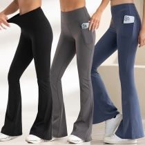 Fashion Solid Color High-rise Slightly Flared Yoga Leggings