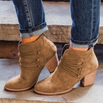 Vintage Cross-criss Block Heeled Ankle Boots