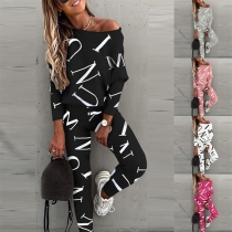 Street Fashion Letter Printed Two-piece Set Consist of Shirt and Pants