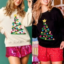 Fashion  Star Pom-pom Christmas Tree Pattern-Sweatshirt for Christmas