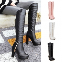Street Fashion High-heeled Artificial Leather PU Over-the-knee Boots