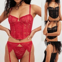 Sexy Lace Two-piece Lingerie Set Consist of Cami Corset Shirt and Panties