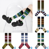 Contrast Color Stripe Printed Socks