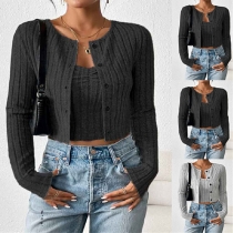 Fashion Ribbed Two-piece Set Consist of Cami-top  and Crop Cardigan
