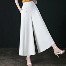 Vintage High-rise Buttoned Wide-leg Pants