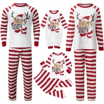Fashion Elk Letter Printed-Merry Christmas Print Pajamas Set for Families