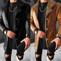 Fashion Notch Lapel Plush Lined Jacket for Men