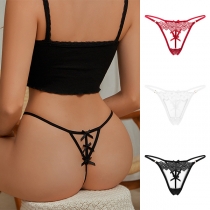 Sexy Back Cutout Bowknot Lace Panties