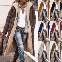 Fashion Long Sleeve Hooded Warm Plush Lined Quilted Longline Jacket for Women