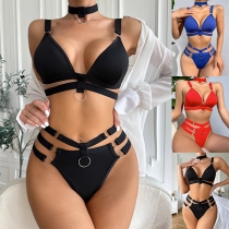 Sexy O-ring Cutout Strappy Lingerie Set