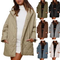 Fashion Solid Color Hooded Long Sleeve Quilted Jacket