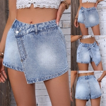 Street Fashion Old-washed Denim Skorts