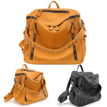 Fashion Riveted Zipper Artfificial Leather PU Backpack