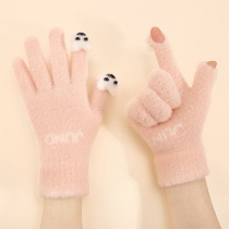 Cute Knitted Touchscreen Gloves with Cartoon Finger Pad and Thumb Tips
