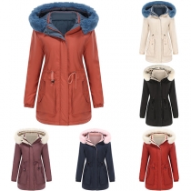 Fashion Reversible-wear Jacket with Detachable Plush Hooded