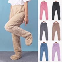 Adult Warm Fleece Lined Plush Footed Pajama Onesie Pants
