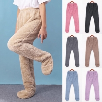 Adult Warm Fleece Lined Plush Footed Pajama Onesie Pants