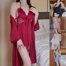 Sexy Two-piece Pajamas Set Consist of Butterfly Nightwear Dress and Robe