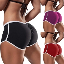 Fashion Comfy Breathable Contrast Color High-rise Shorts for Workout/Yoga-2 Pieces Set