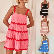 Fashion Wave Spliced Multi-layer Mini Dress