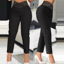 Fashion Hollow Out High-rise Pants