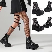 Street Fashion Rivet Buckle Platform Ankle Boots