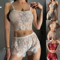 Sexy Semi-through Two-piece Lace Lingerie Set