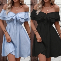Sexy Solid Color Ruffled Strapless Mini Dress