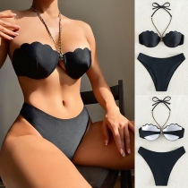 Sexy Chain Halterneck Two-piece Bikini Set
