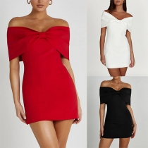 Fashion Solid Color Off-the-shoulder Bodycon Party Dress