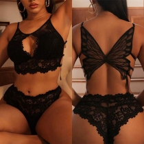 Sexy Front Cutout Butterfly Lace Two-piece Lingerie Set