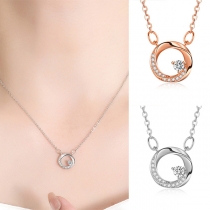 Fashion Rhinestone O-ring Pendant Necklace