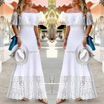 Fashion Lace Spliced Off-the-shoulder Maxi Dress