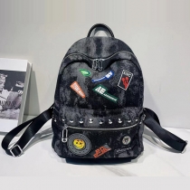Street Fashion Old-washed Rivet Patch Denim Backpack