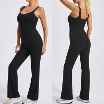 Fashion Solid Color Sleeveless Wide-leg Cami Jumpsuit