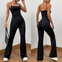 Fashion Solid Color Sleeveless Straight-cut Cami Jumpsuit