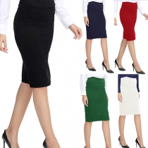 Fashion Solid Color High-rise Pencil Skirt