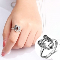 Vintage Heart Shaped Angel Wing Ring