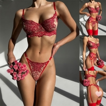 Sexy Floral Embroidered Two-piece Lingerie Set
