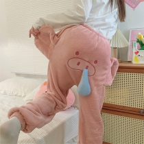 Chic Cartoon Pig Plush Pants for Couple