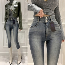 Fashion Old-washed High-rise Skinny Denim Jeans