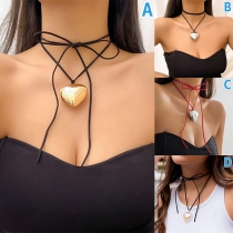 Street Fashion Heart Pendant Self-tie Choker Necklace