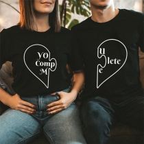 Fashion YOU COMPLETE ME Printed Shirt for Couple
