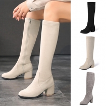 Street Fashion Block Heel Side Zipper Boots