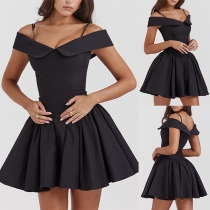 Fashion Off-the-shoulder High-rise Mini Dress