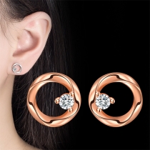 Fashion Rhinestone O-shape Earrings