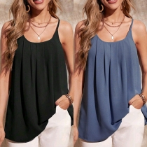 Casual Square Neck Ruched Sleeveless Cami Shirt