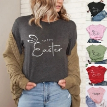 Fashion Letter Printed-Happy Easter Shirt