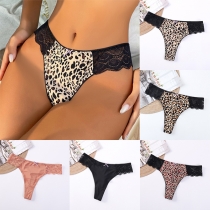 Sexy Leopard Printed Lace Spliced Panties