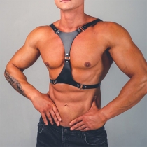 Fashion Artificial Leather PU Chest Binder for Men